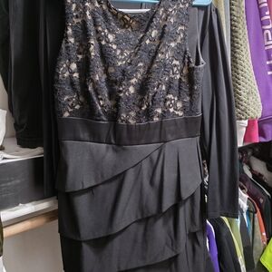 Connected Apparel Black Lace Asymmetrical Dress